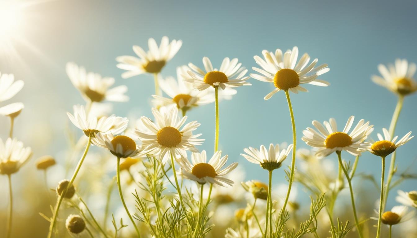 garden of chamomile flowers.