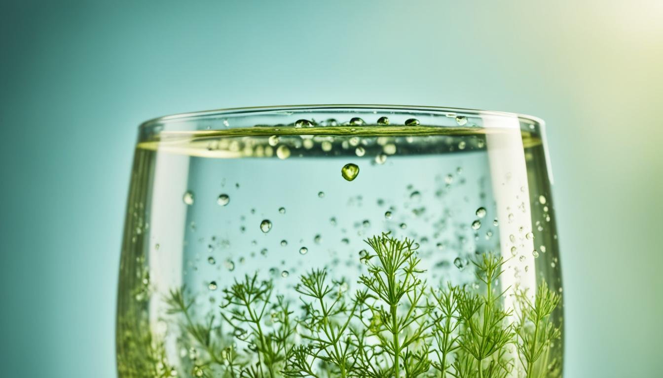 fennel seeds plant growing in full glass of water